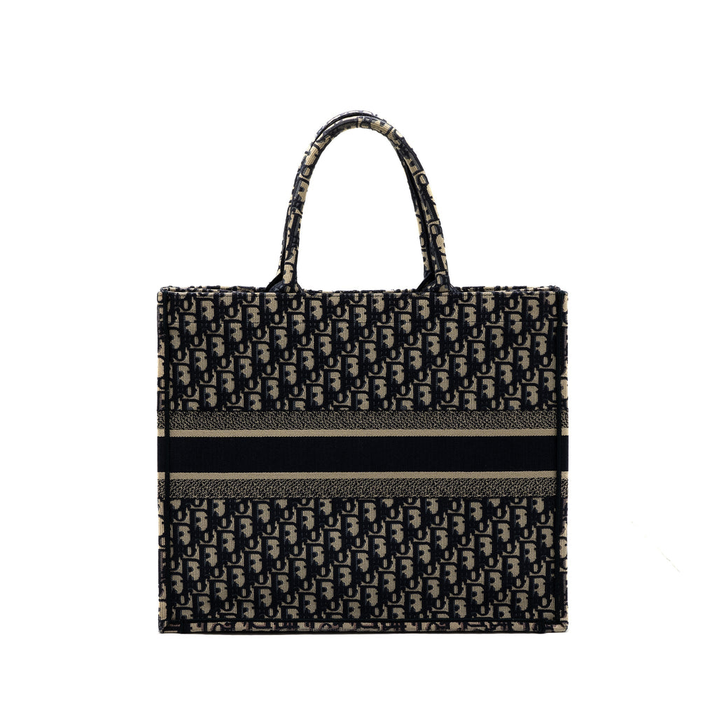 DIOR LARGE BOOK TOTE BLUE DIOR OBLIQUE EMBROIDERY