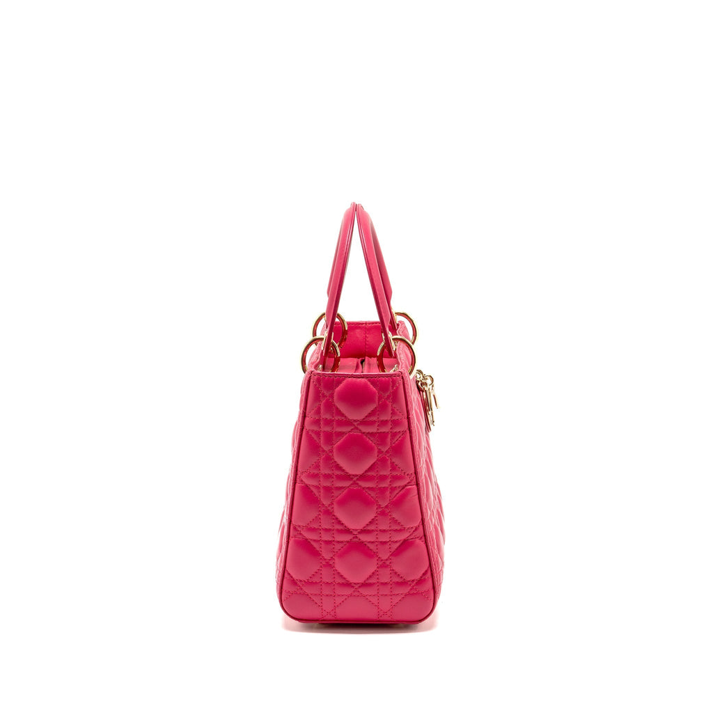 DIOR MEDIUM LADY DIOR LAMBSKIN PINK LGHW