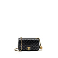 CHANEL PEARL CRUSH MINI RECTANGULAR FLAP BAG LAMBSKIN BLACK GHW (MICROCHIP)