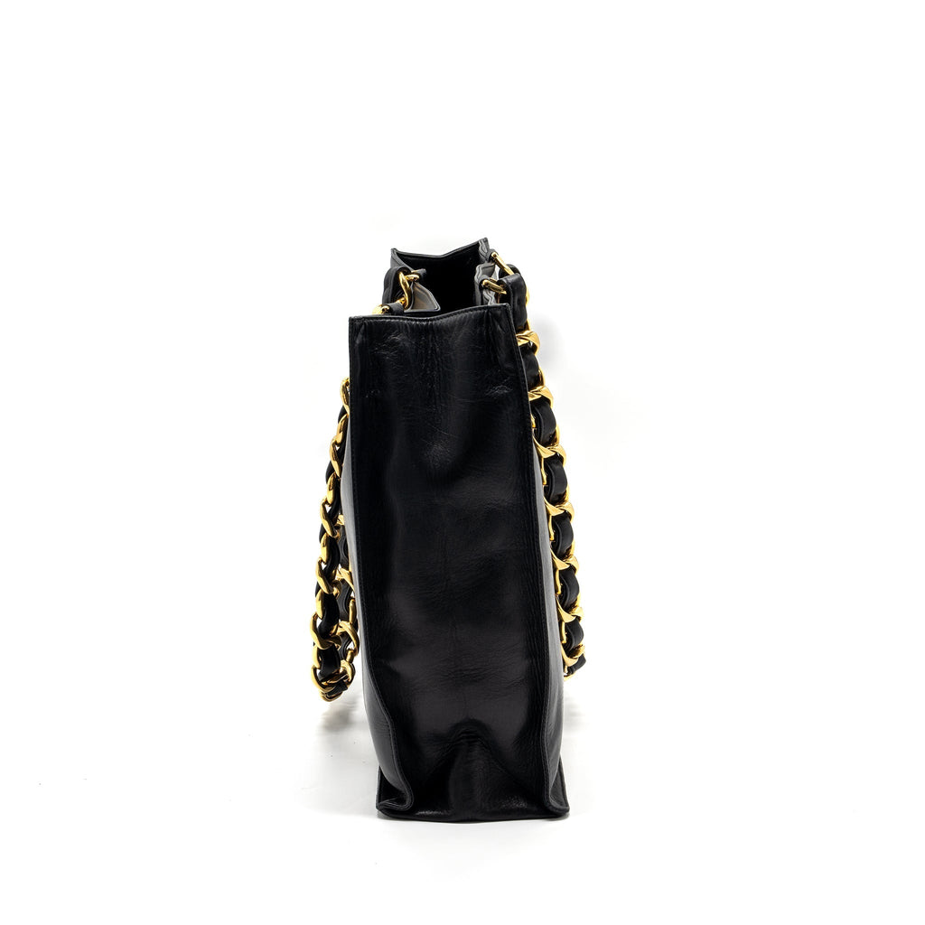 CHANEL VINTAGE TOTE BAG CALFSKIN BLACK GHW