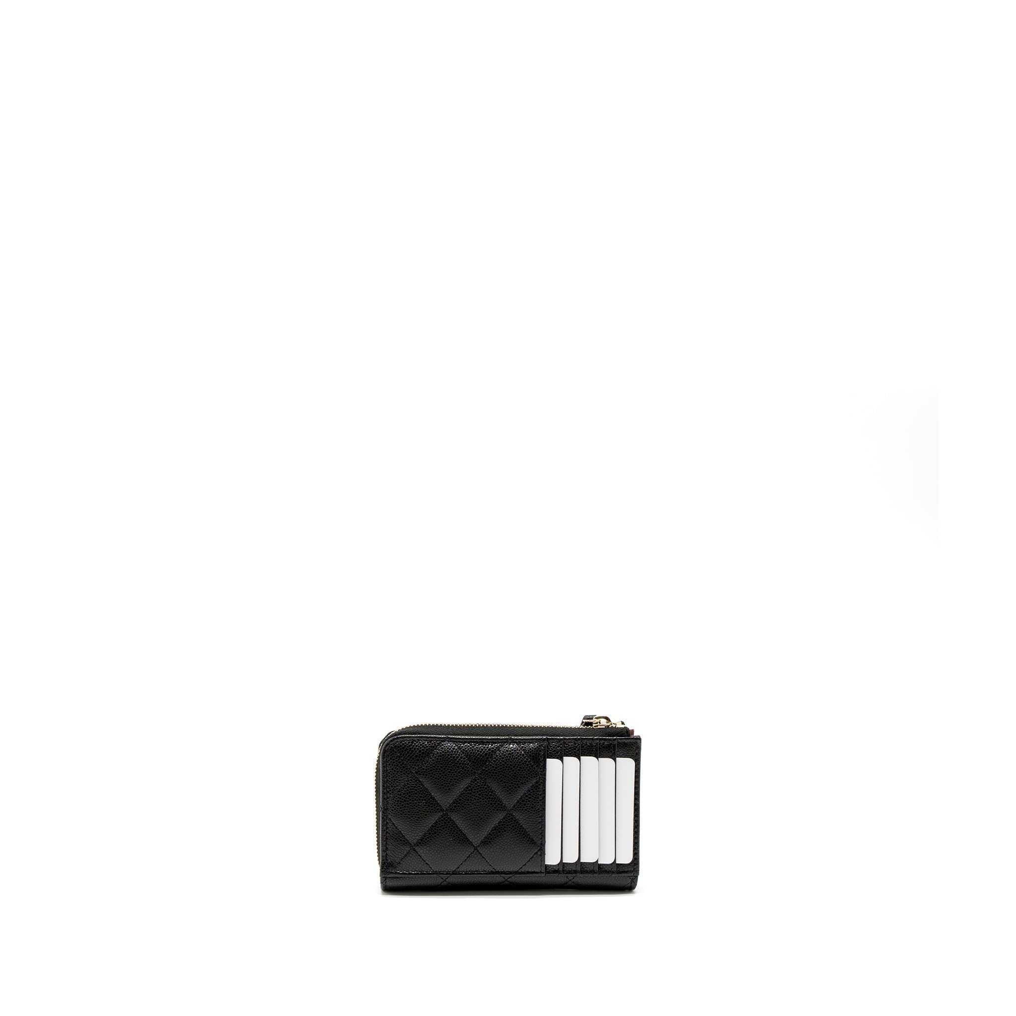 CHANEL L ZIP WALLET CAVIAR BLACK LGHW (MICROCHIP)