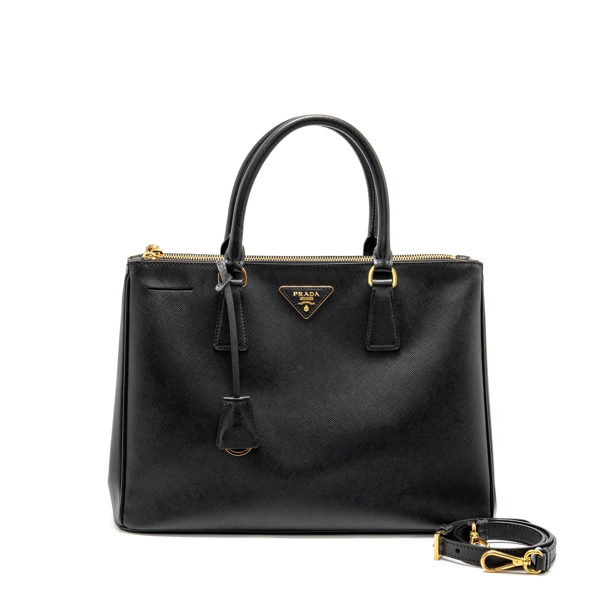 PRADA LARGE SAFFIANO TOTE BAG LEATHER BLACK GHW