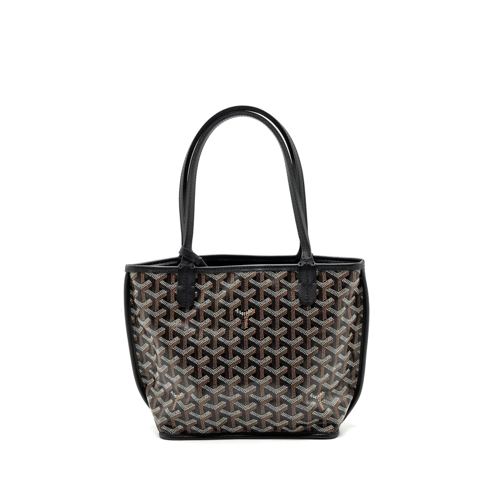 GOYARD MINI ANJOU TOTE BAG GOYARDLINE CANVAS BLACK SHW