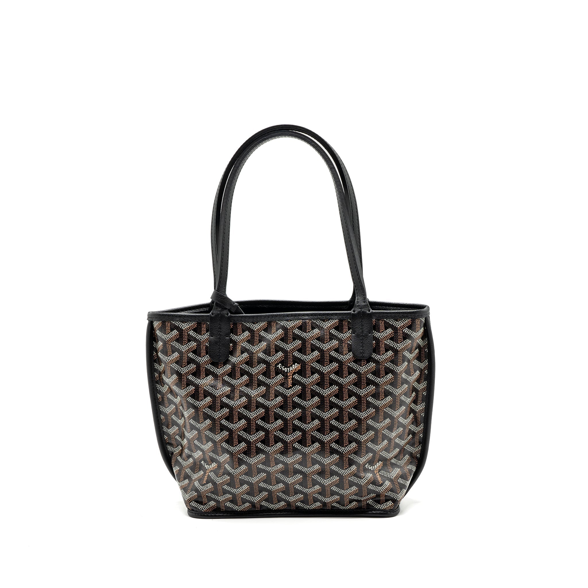 GOYARD MINI ANJOU TOTE BAG GOYARDLINE CANVAS BLACK SHW