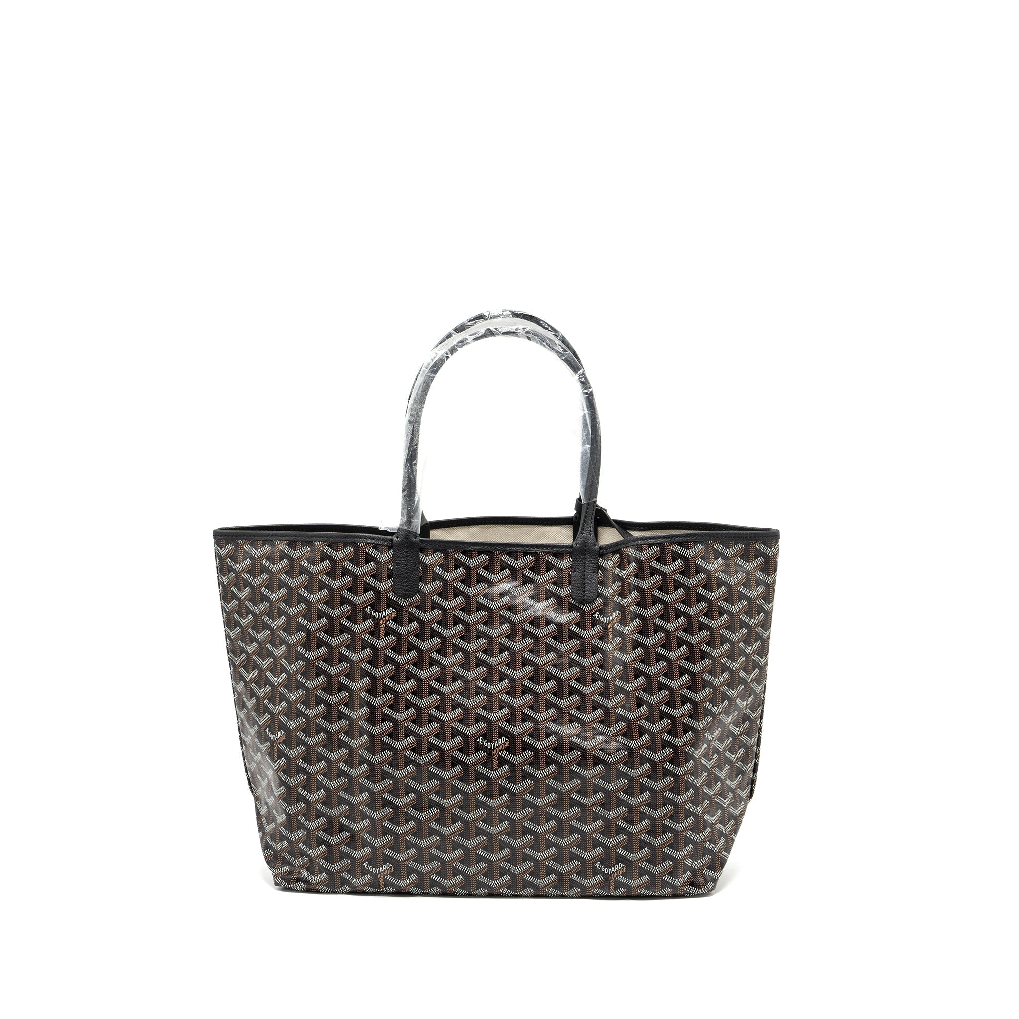 GOYARD SAINT LOUIS PM TOTE BAG GOYARDLINE CANVAS BLACK SHW