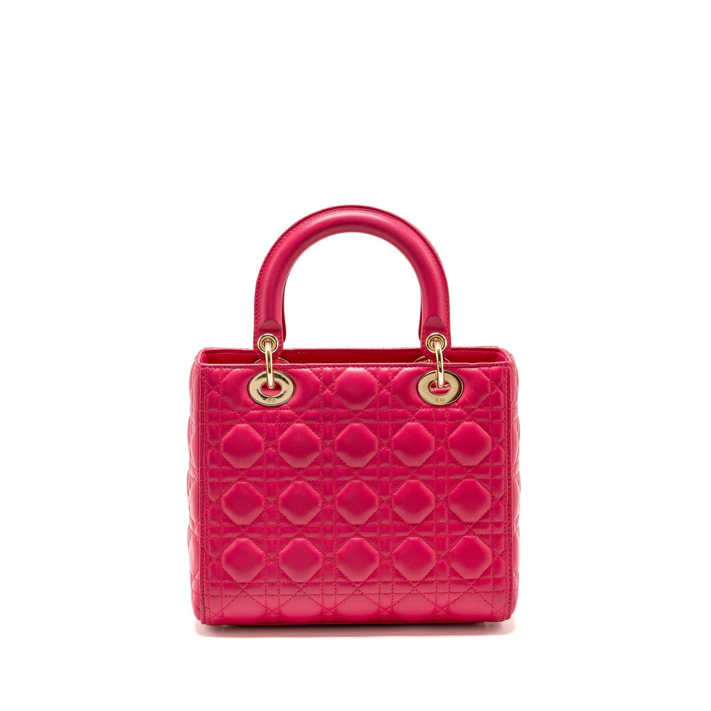 DIOR MEDIUM LADY DIOR LAMBSKIN PINK LGHW