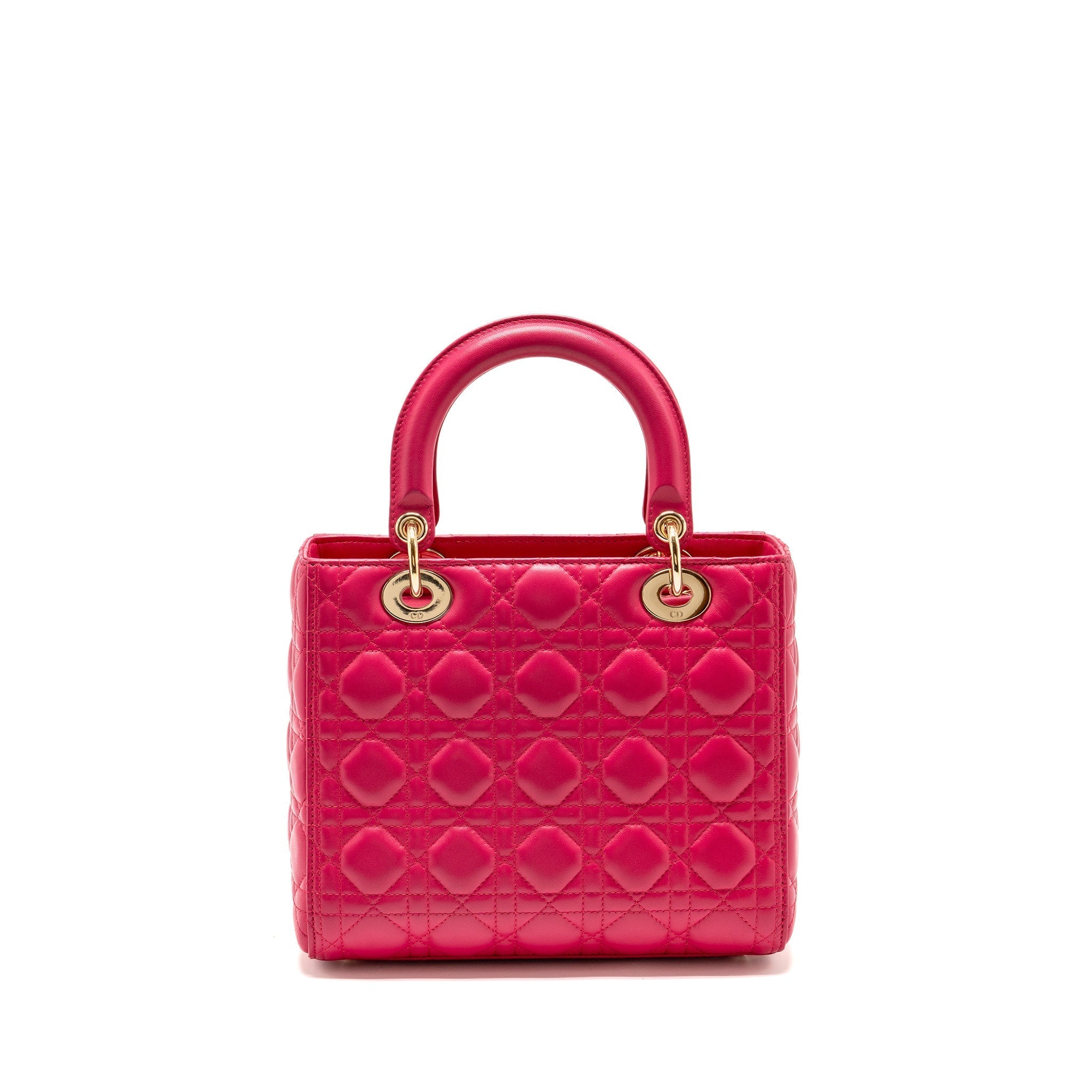 DIOR MEDIUM LADY DIOR LAMBSKIN PINK LGHW