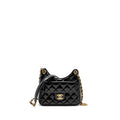 CHANEL 23P HOBO BAG SHINY CALFSKIN BLACK BRUSHED GHW(MICROCHIP)