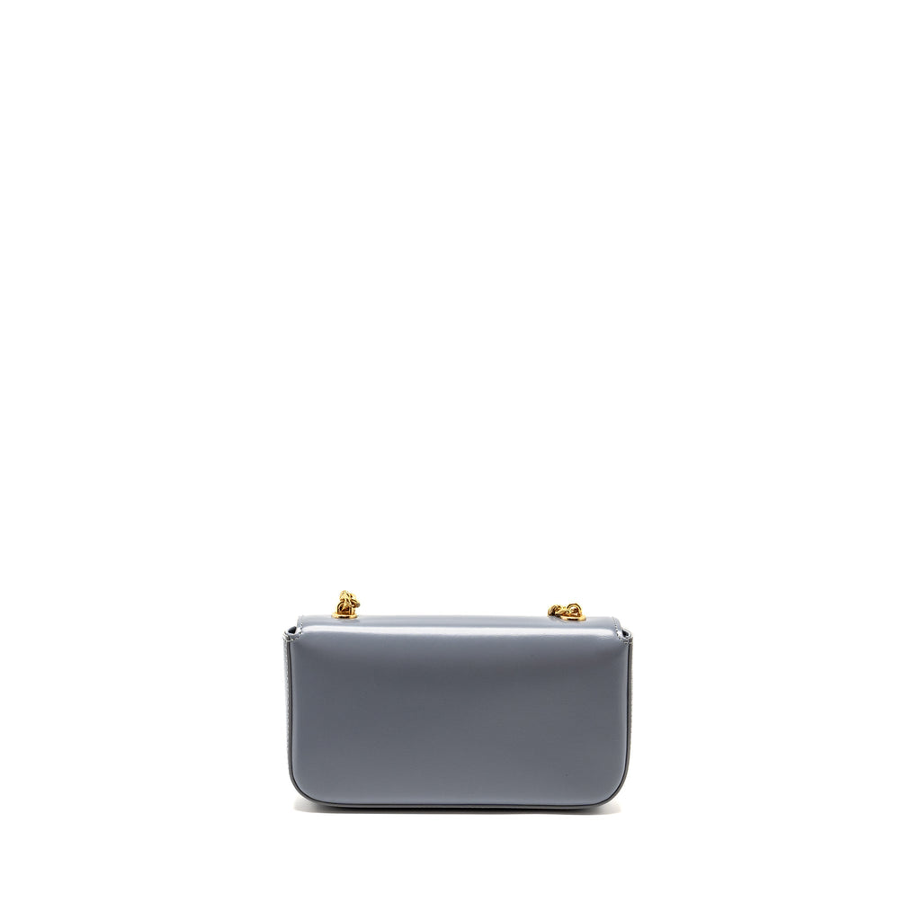 CELINE CHAIN SHOULDER BAG CLAUDE SHINY CALFSKIN BLUE GREY GHW