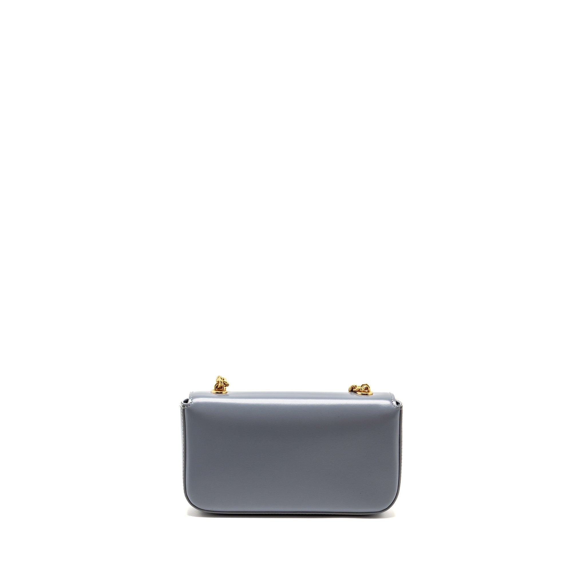 CELINE CHAIN SHOULDER BAG CLAUDE SHINY CALFSKIN BLUE GREY GHW