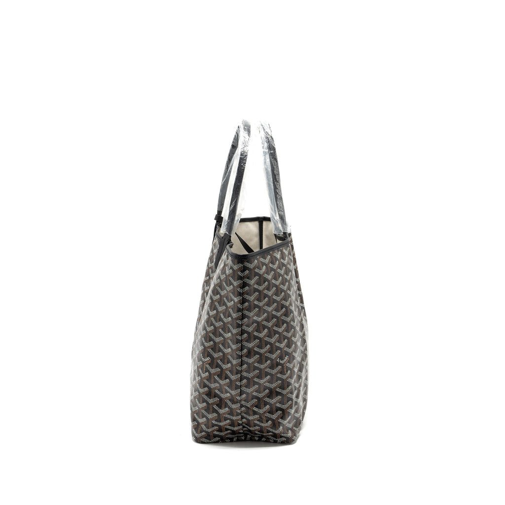 GOYARD SAINT LOUIS PM TOTE BAG GOYARDLINE CANVAS BLACK SHW