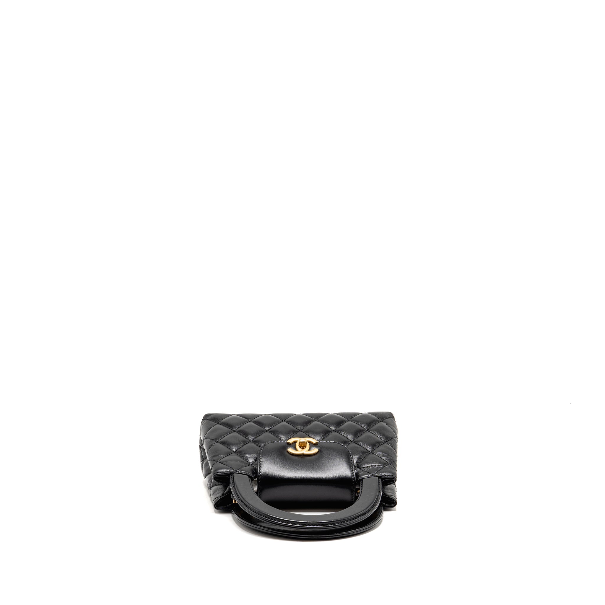 CHANEL MINI KELLY SHOPPING TOTE BAG CALFSKIN BLACK GHW (MICROCHIP)