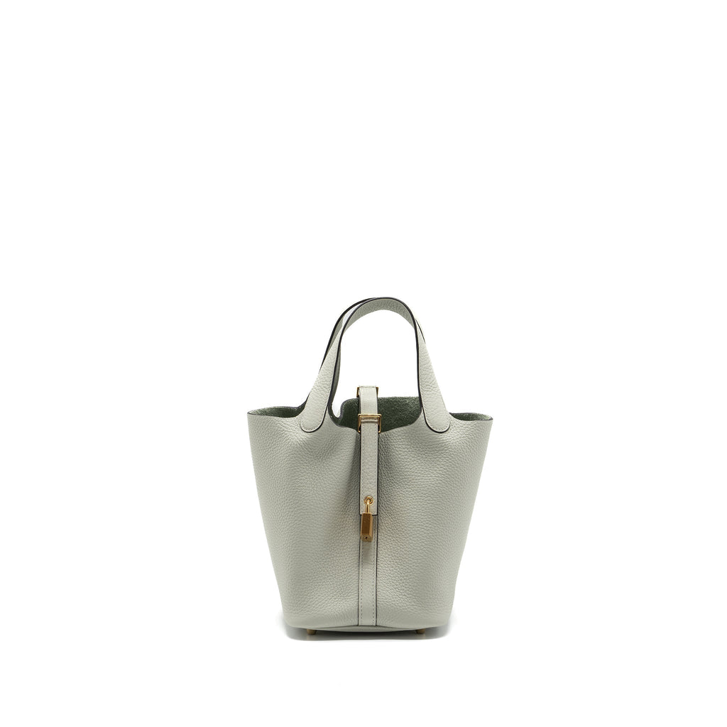 HERMES PICOTIN 18 LOCK BAG CLEMENCE GRIS NEVE GHW