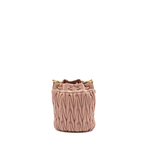 MIUMIU MATELASSE BUCKET BAG NAPPA PINK GHW