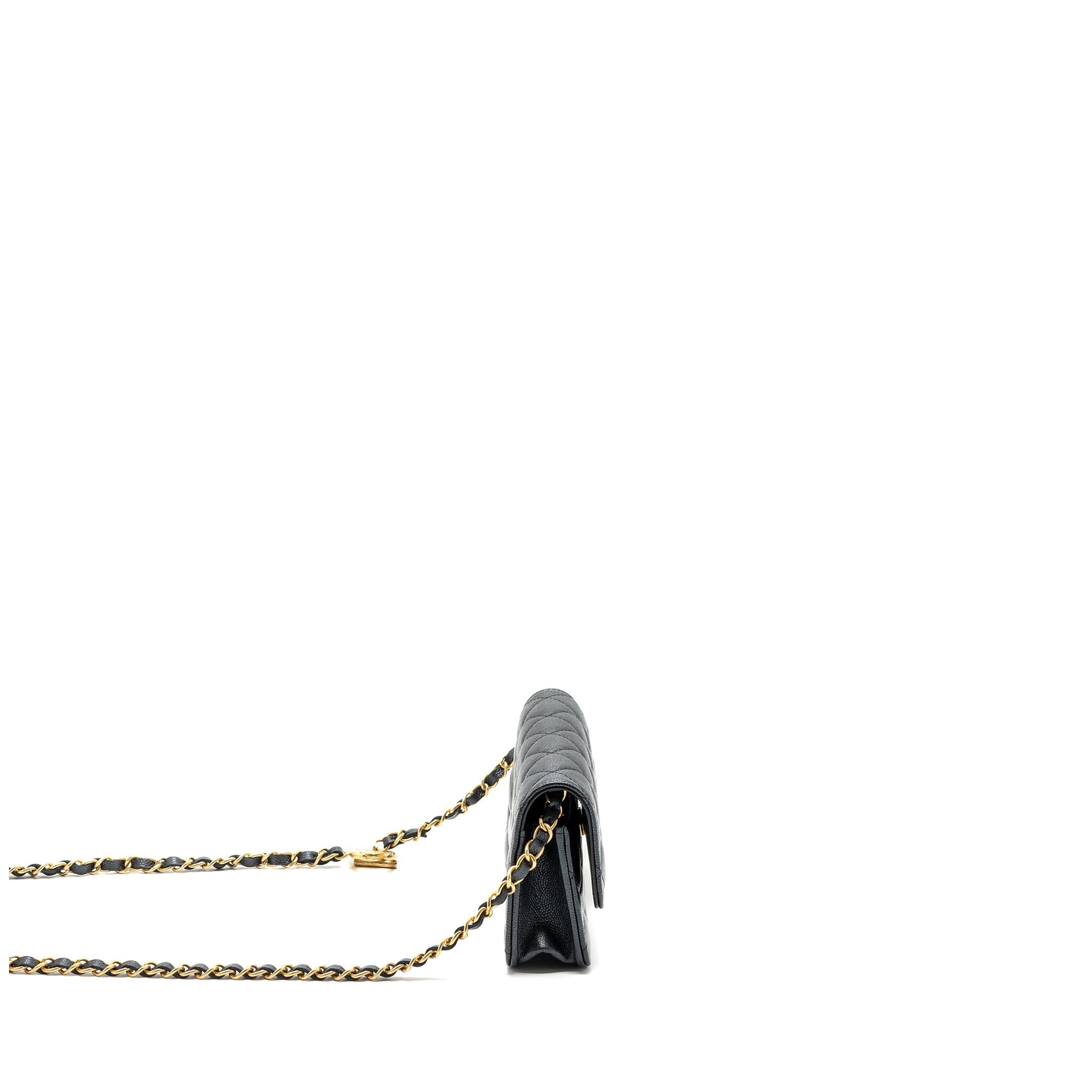 CHANEL MINI FLAP BAG WITH ADJUSTABLE CHAINS CAVIAR BLACK GHW(MICROCHIP)