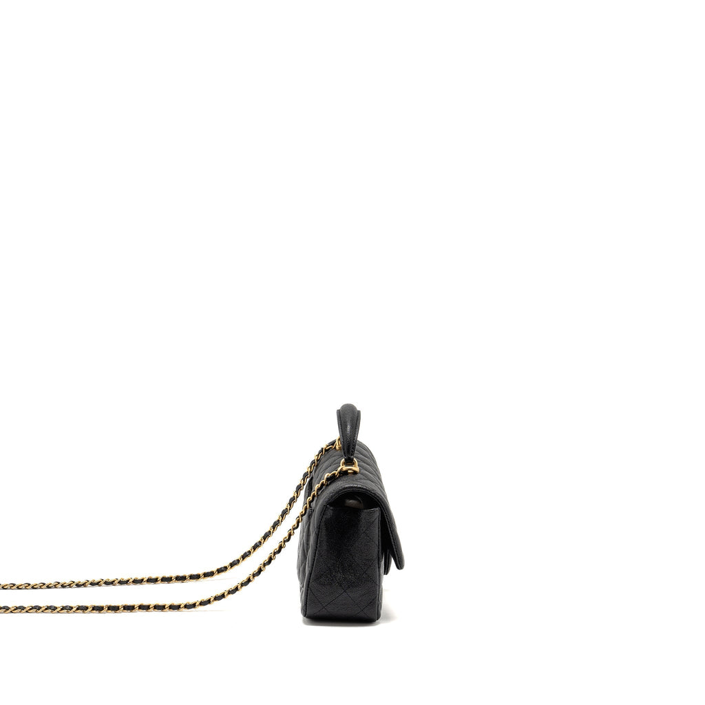 CHANEL TOP HANDLE MINI RECTANGULAR FLAP BAG CAVIAR BLACK GHW