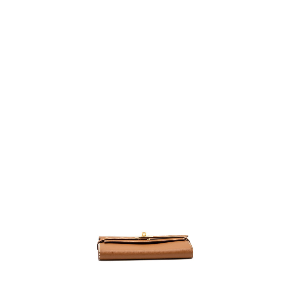 HERMES KELLY LONG WALLET EPSOM GOLD GHW