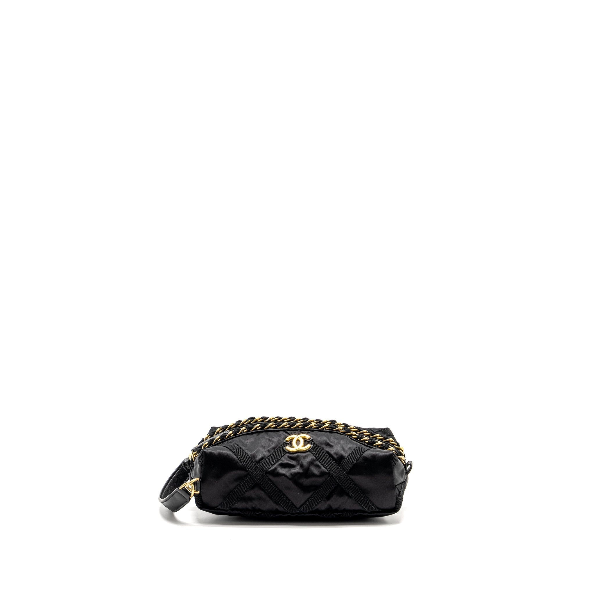 CHANEL 22P TRAVEL POUCH WITH SLEEP MASK NYLON BLACK GHW