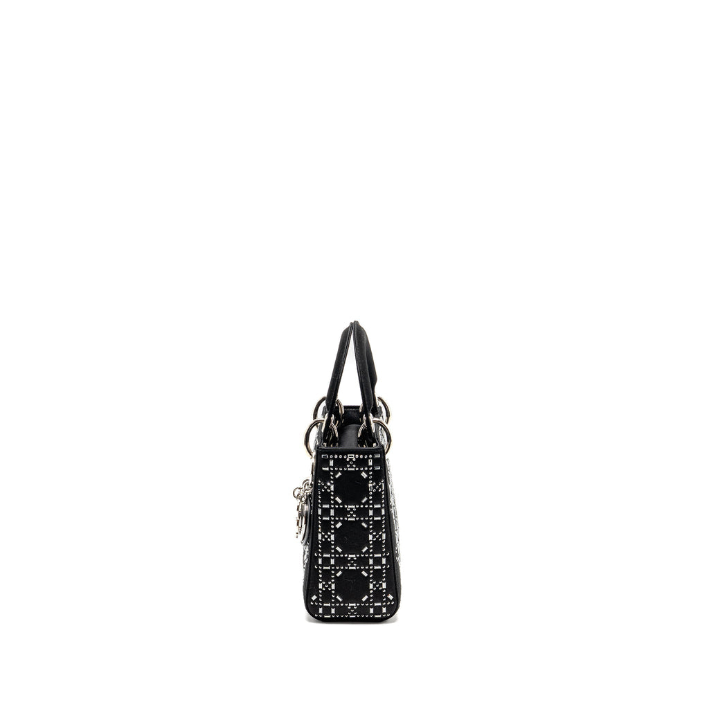 DIOR MINI LADY DIOR SATIN CRYSTAL BLACK SHW