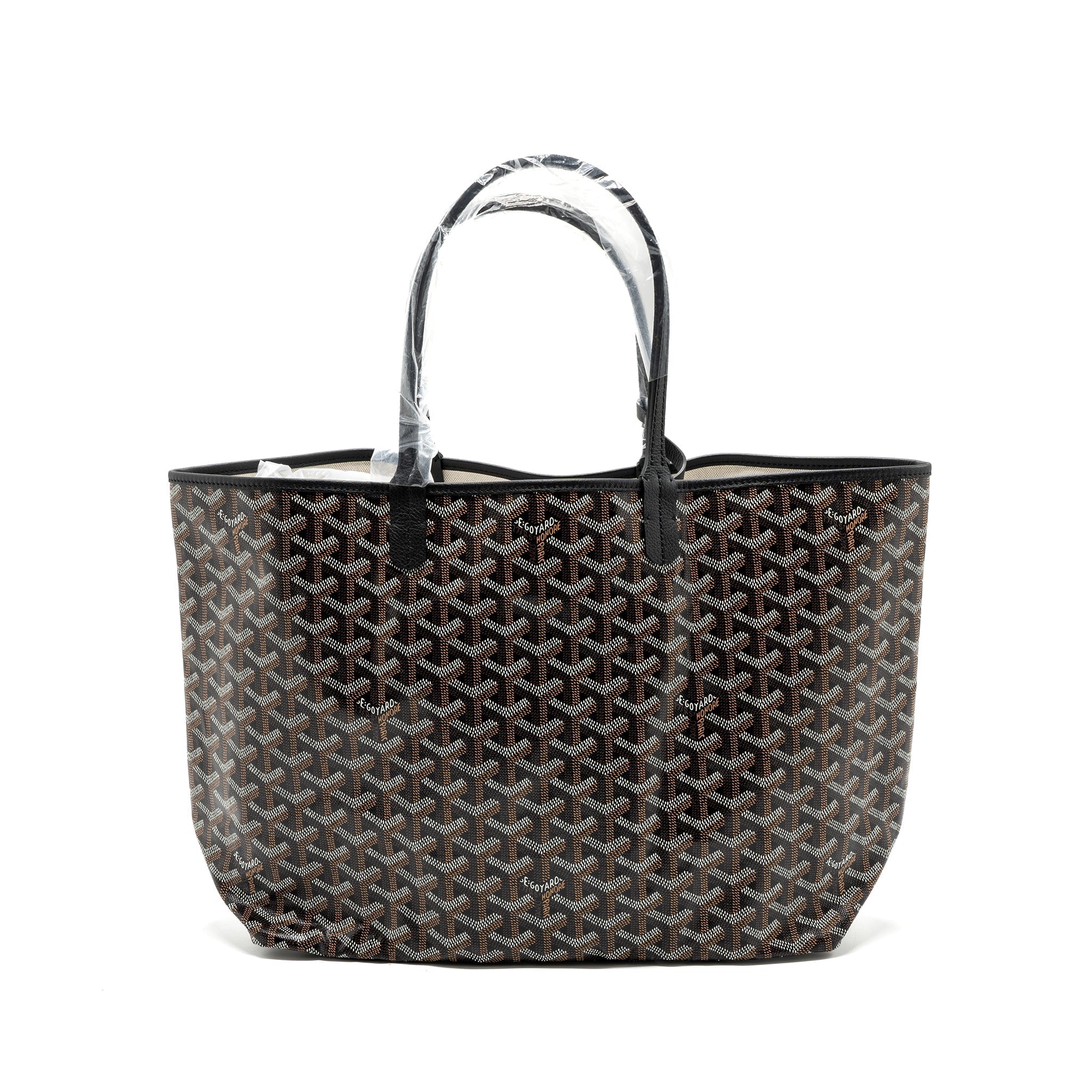 GOYARD SAINT LOUIS PM TOTE BAG GOYARDLINE CANVAS BLACK SHW