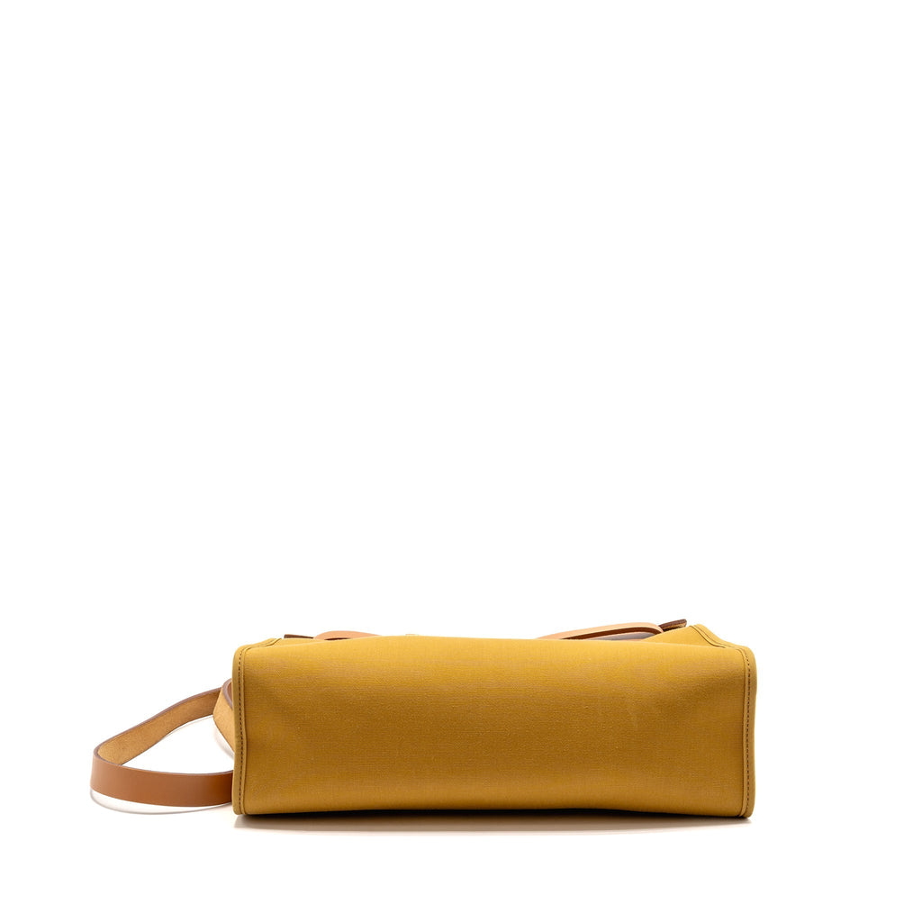 HERMES HERBAG 31 ZIP BAG CANVAS/HUNTER LEATHER SESAME/NATUREL SABLE SHW