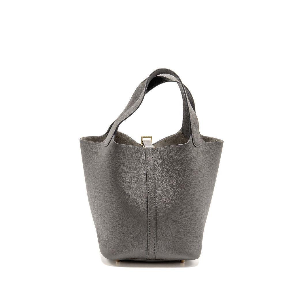 HERMES PICOTIN 22 LOCK BAG TAURILLON MAURICE GRAPHITE GHW