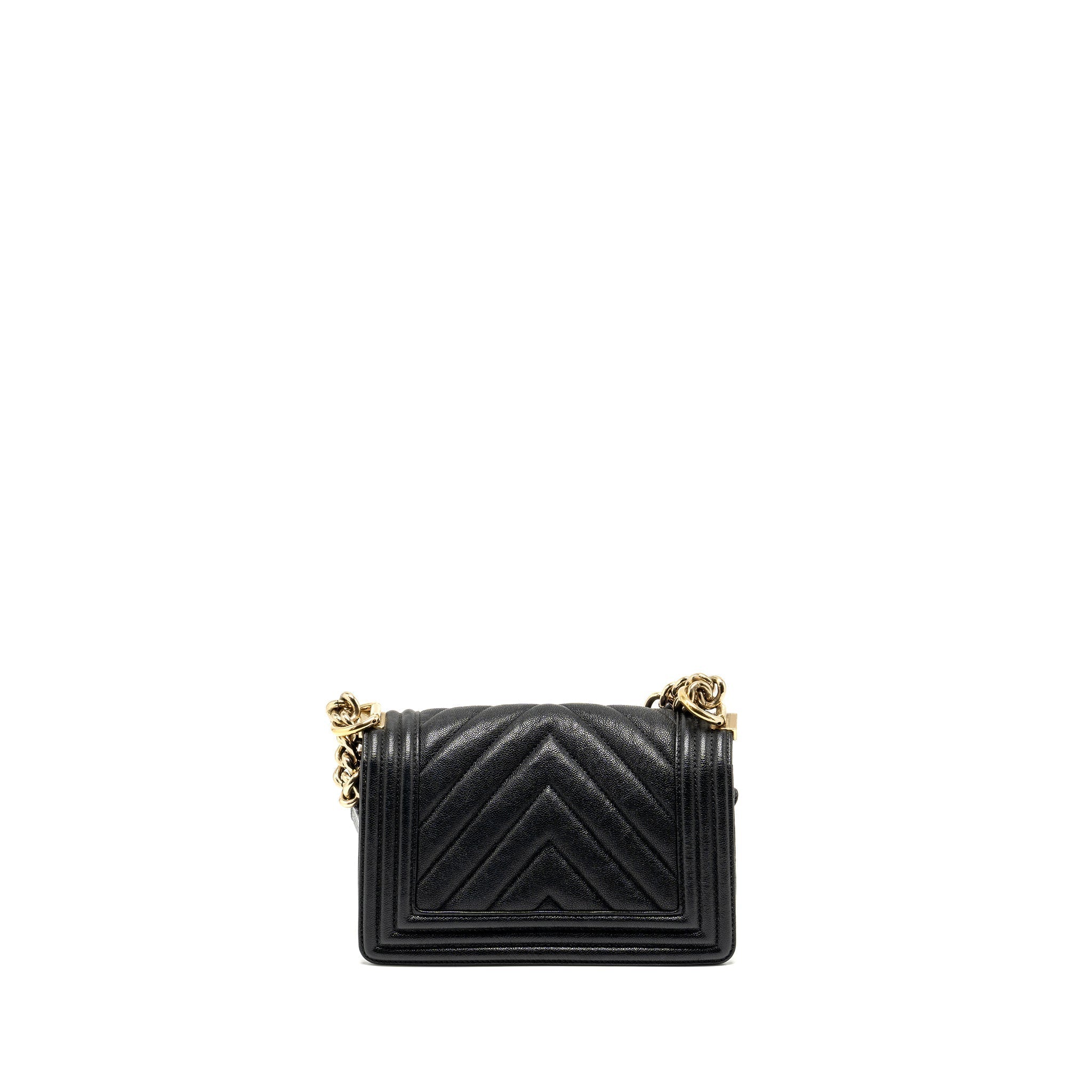 CHANEL SMALL BOY BAG CHEVRON CAVIAR BLACK LGHW