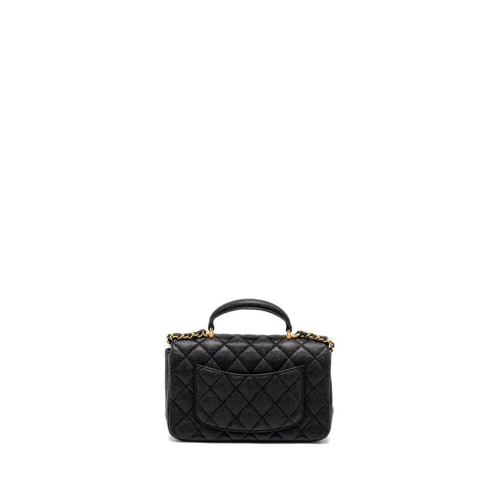 CHANEL TOP HANDLE MINI RECTANGULAR FLAP BAG CAVIAR BLACK GHW