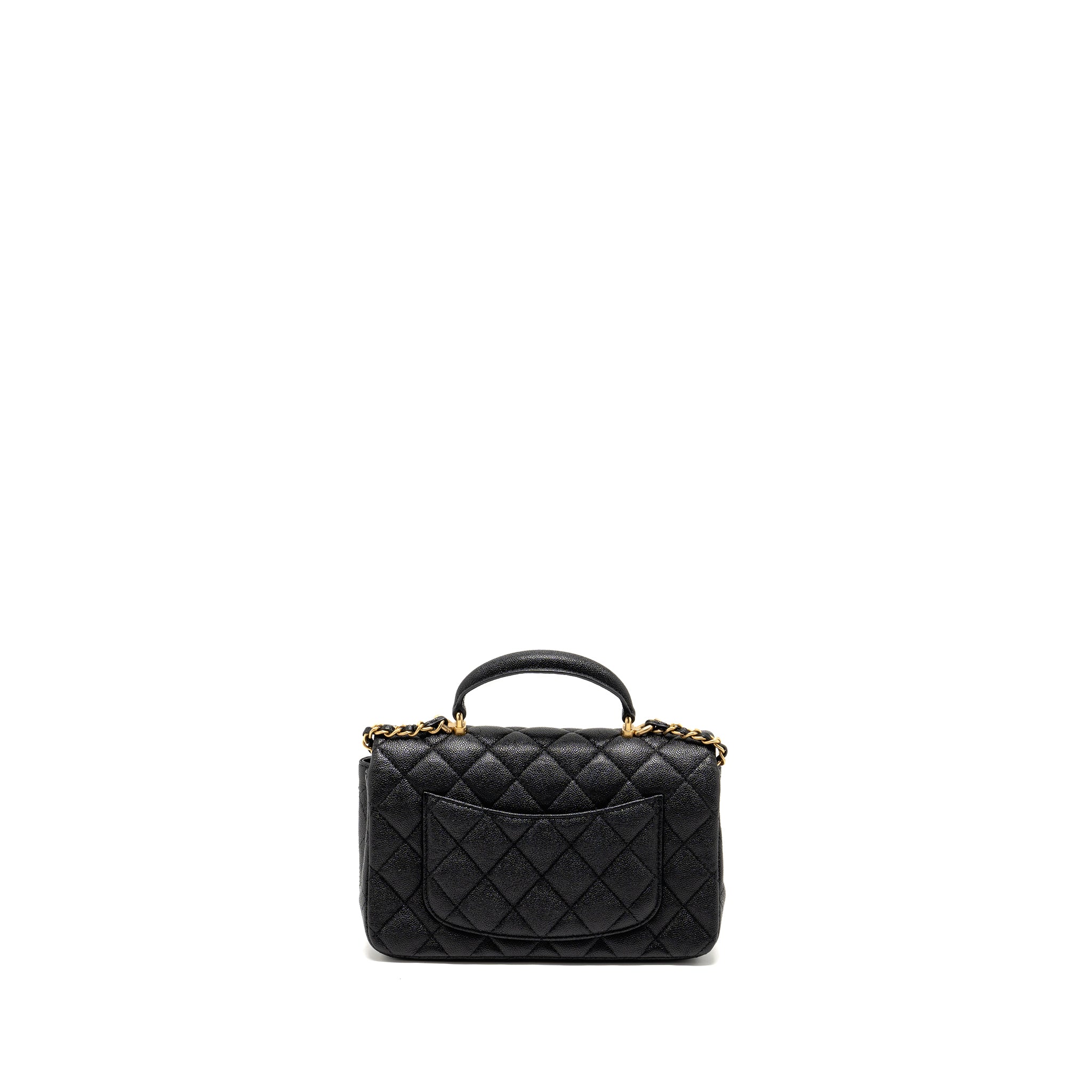 CHANEL TOP HANDLE MINI RECTANGULAR FLAP BAG CAVIAR BLACK GHW