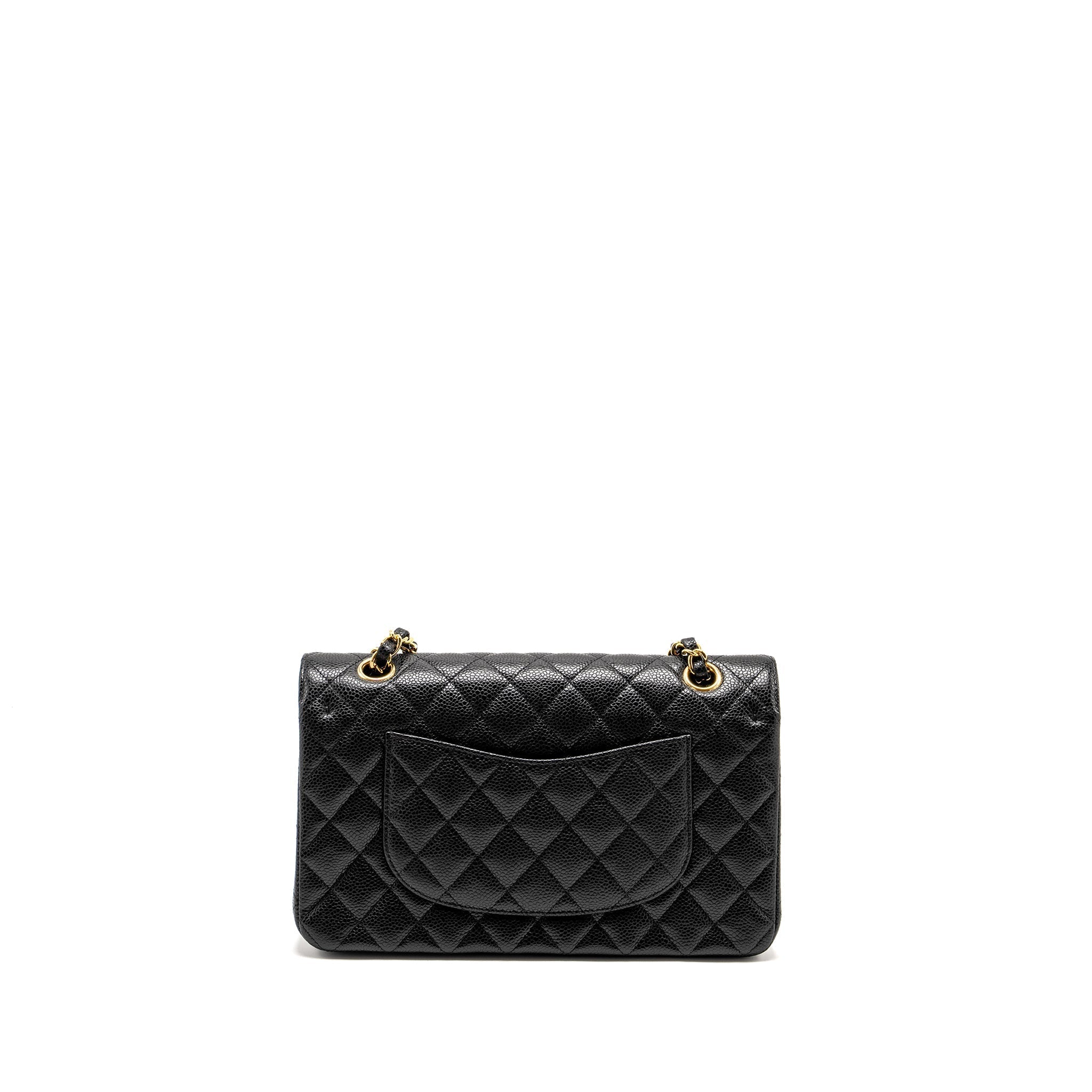 CHANEL MEDIUM CLASSIC DOUBLE FLAP BAG CAVIAR BLACK GHW (MICROCHIP)