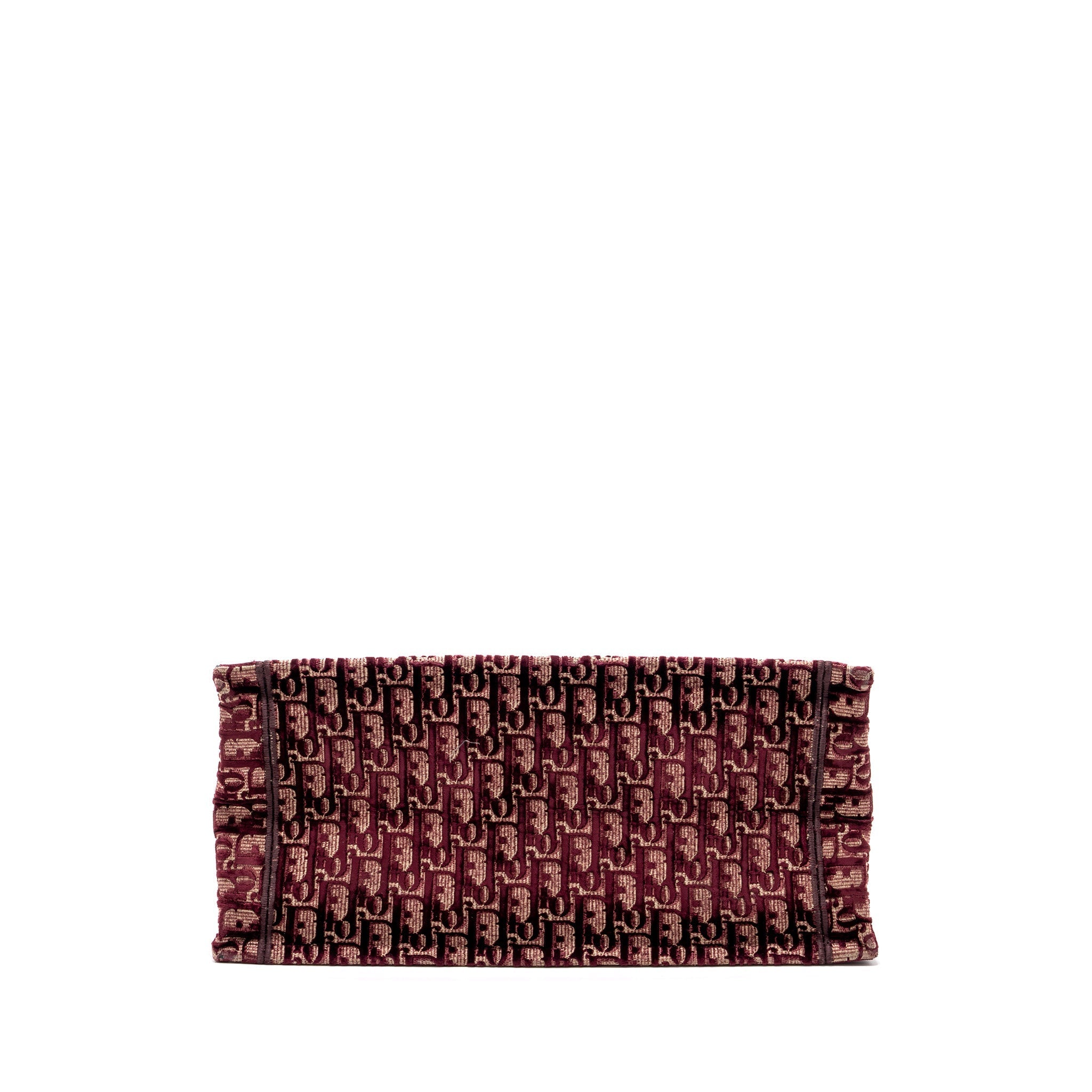 DIOR MEDIUM BOOK TOTE OBLIQUE EMBROIDERY VELVET/ CANVAS DARK RED