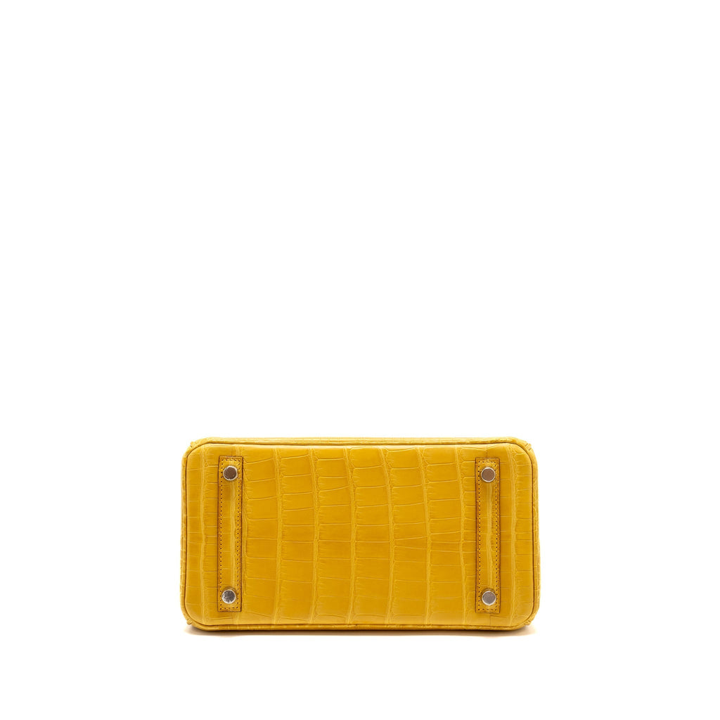 HERMES BIRKIN 25 ALLIGATOR MISSISSIPPIENSIS MAT 9D JAUNE AMBRE SHW