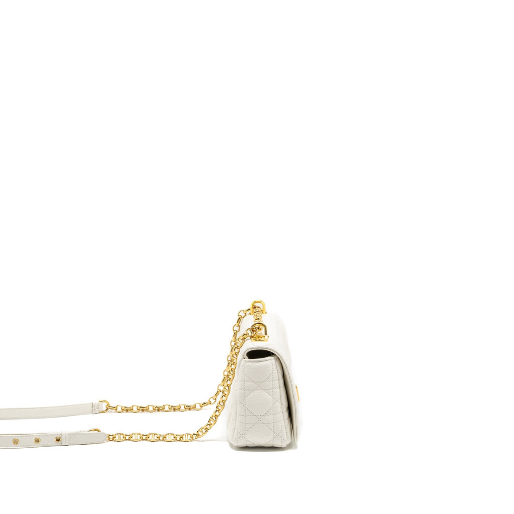 DIOR CARO S FLAP BAG CALFSKIN WHITE GHW