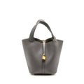 HERMES PICOTIN 22 LOCK BAG TAURILLON MAURICE GRAPHITE GHW