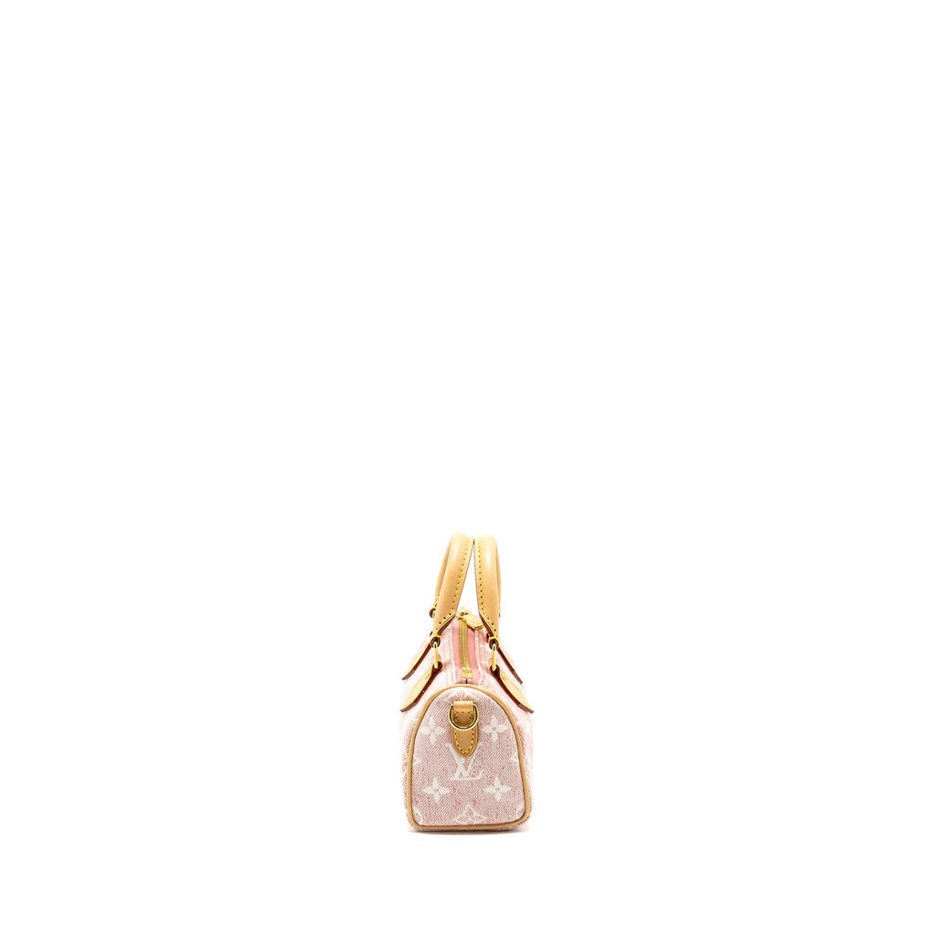 LOUIS VUITTON NANO SPEEDY MONOGRAM JACQUARD DENIM ROSE GHW
