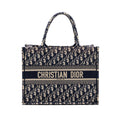 DIOR MEDIUM BOOK TOTE BLUE DIOR OBLIQUE EMBROIDERY