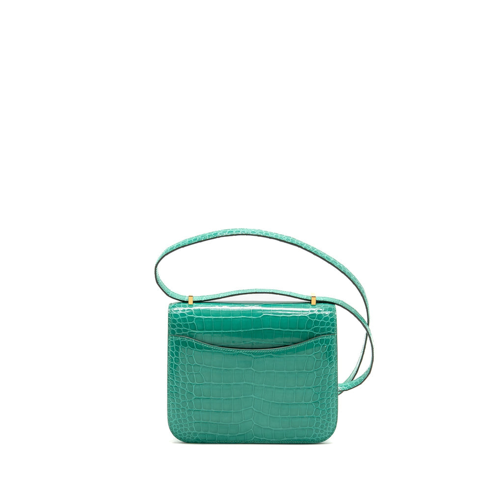 HERMES MINI CONSTANCE SHINY ALLIGATOR MISSISSIPPIENSIS VERT JADE GHW