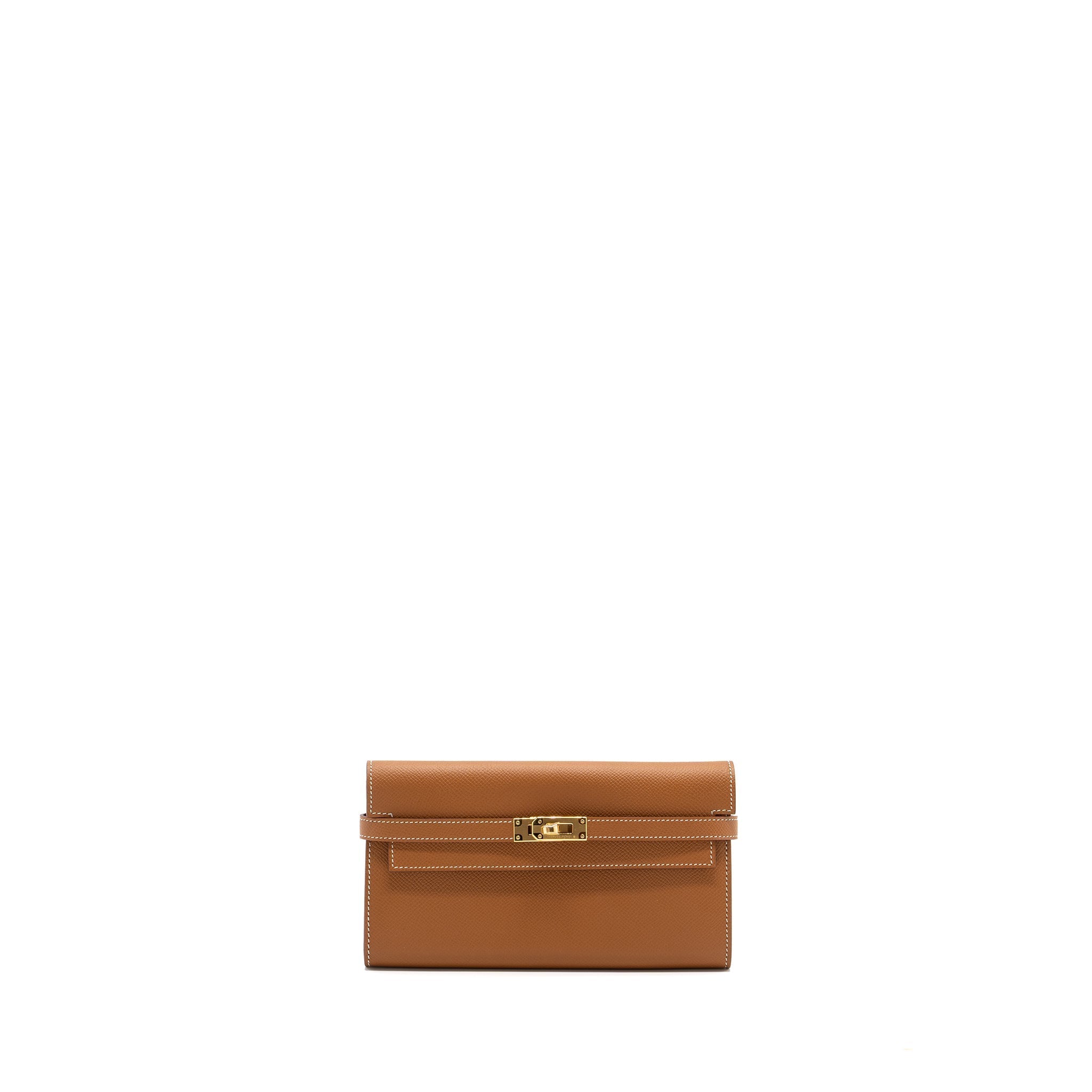 HERMES KELLY LONG WALLET EPSOM GOLD GHW