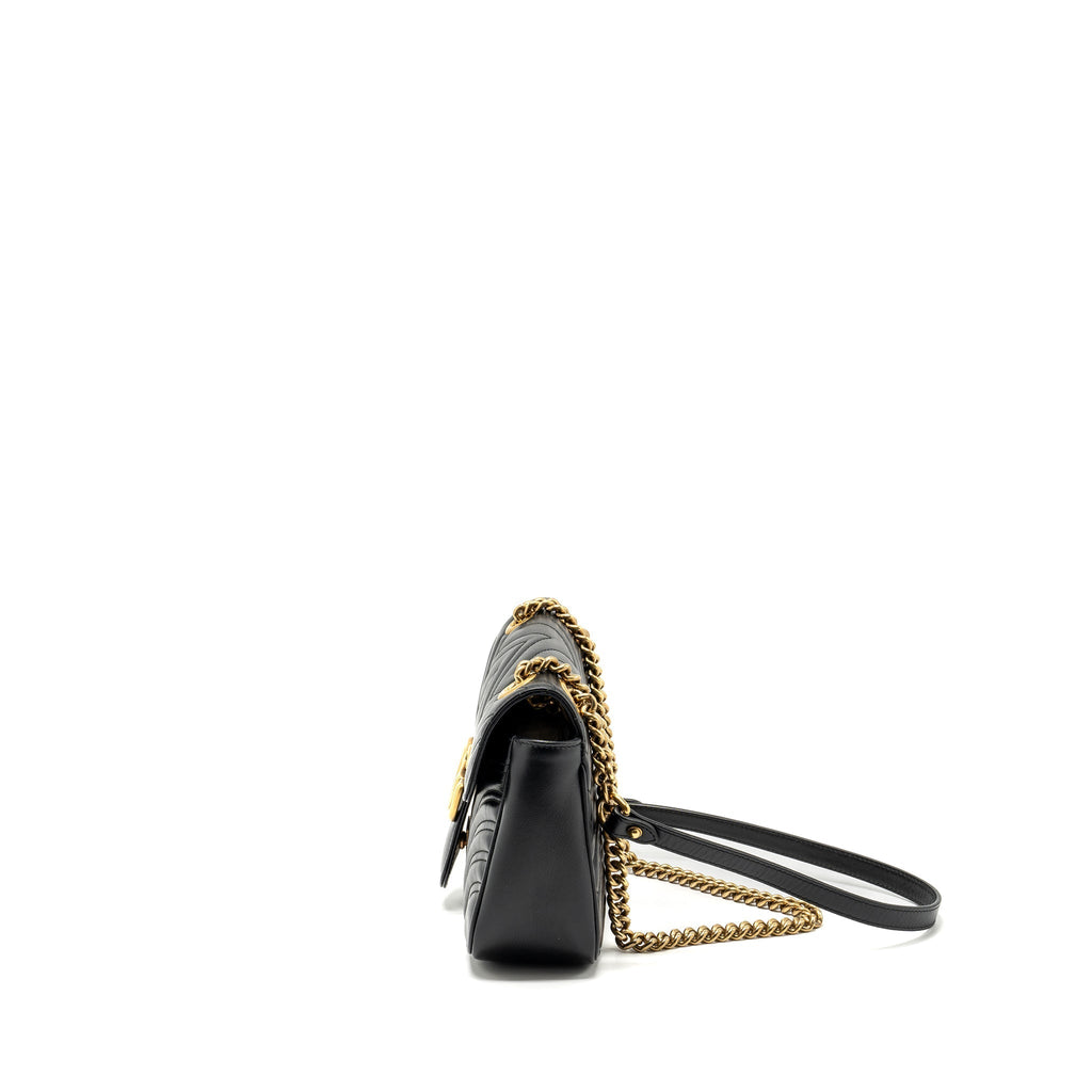 GUCCI SMALL GG MARMONT BAG CALFSKIN BLACK GHW