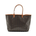 GOYARD SAINT LOUIS PM TOTE BAG GOYARDLINE CANVAS / CALFSKIN BROWN SHW