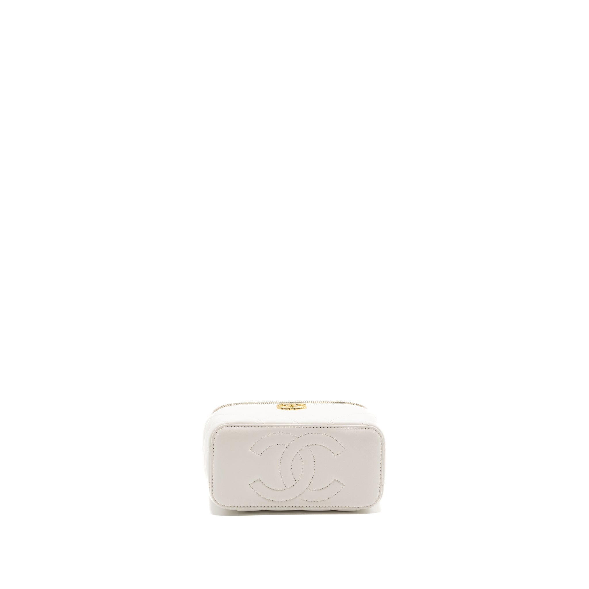 CHANEL LONG VANITY WITH LAMBSKIN WHITE GHW (MICROCHIP)