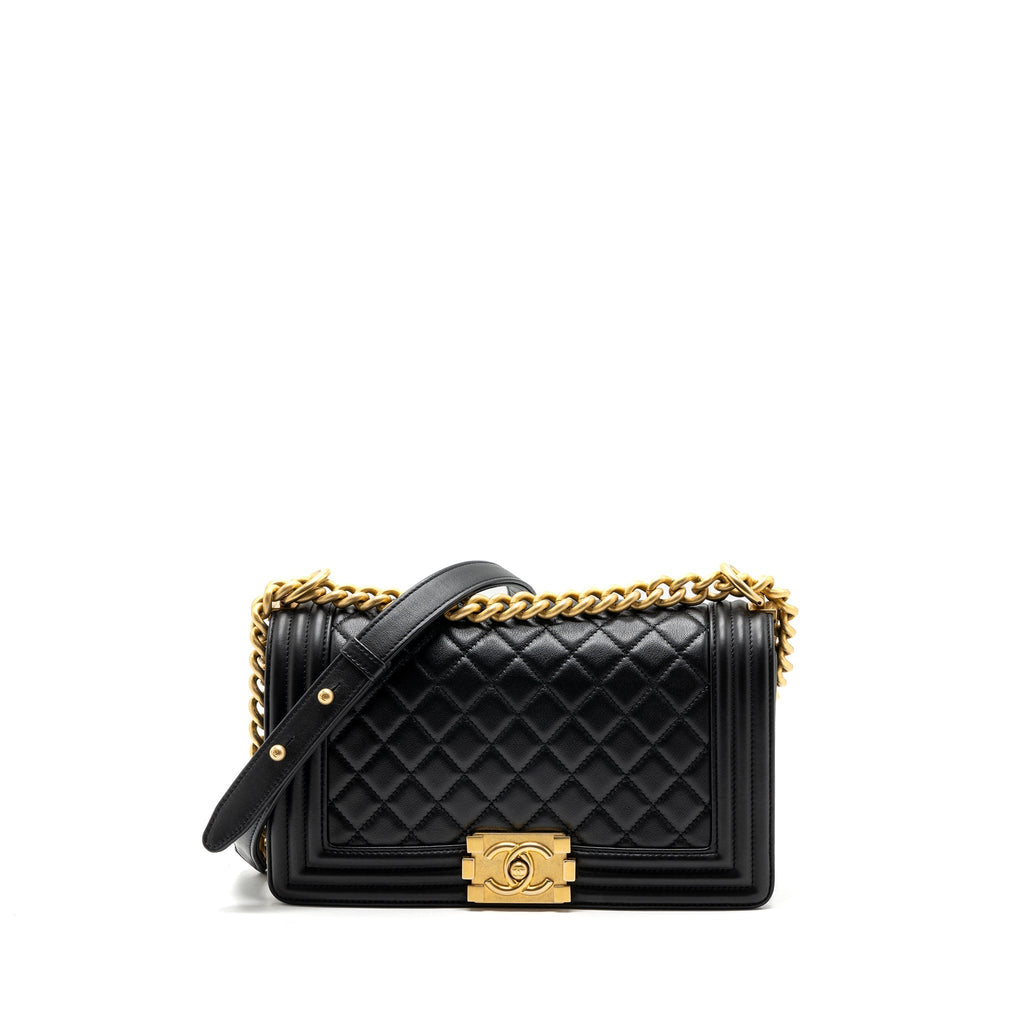 CHANEL MEDIUM BOY BAG CALFSKIN BLACK GHW