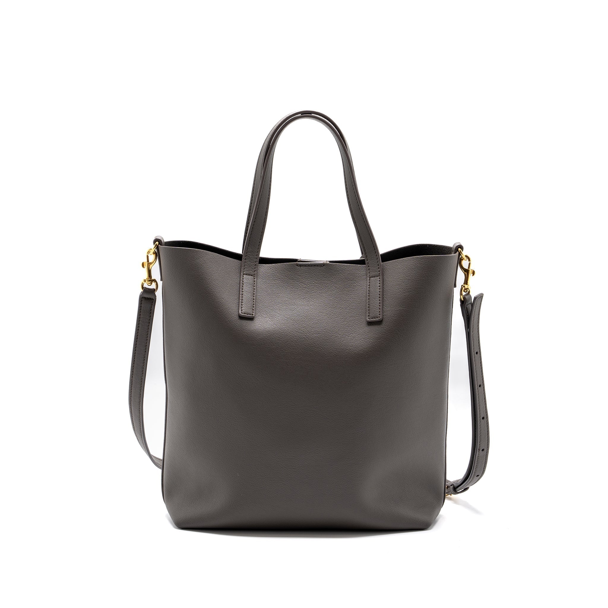 SAINT LAURENT TOY SHOPPING NORTH / SOUTH BAG LEATHER GREY GHW