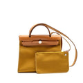 HERMES HERBAG 31 ZIP BAG CANVAS/HUNTER LEATHER SESAME/NATUREL SABLE SHW