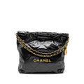 CHANEL SMALL 22BAG SHINY CALFSKIN BLACK GHW (MICROCHIP)