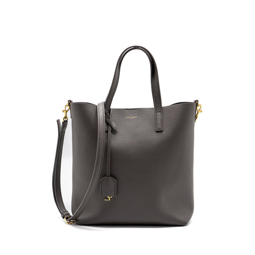 SAINT LAURENT TOY SHOPPING NORTH / SOUTH BAG LEATHER GREY GHW