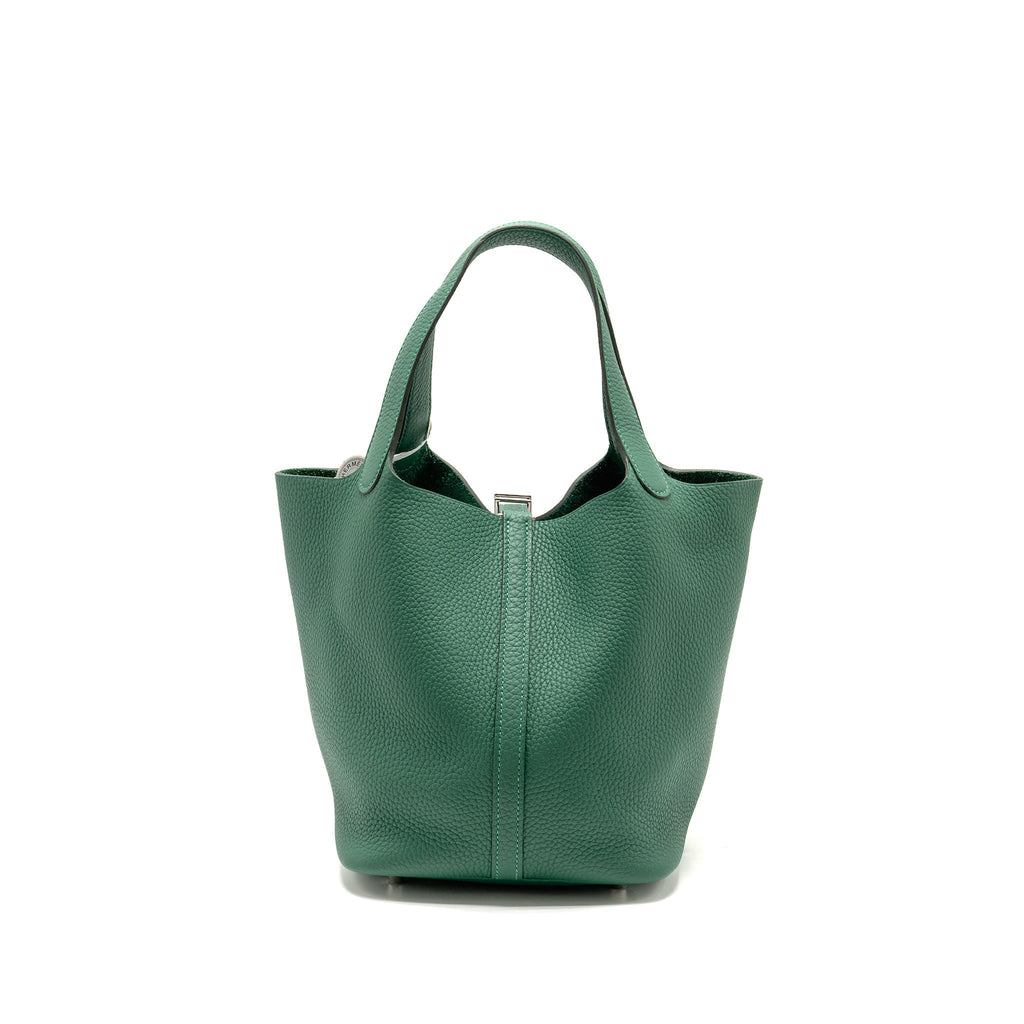 HERMES PICOTIN 22 LOCK BAG CLEMENCE VERT MOYEN SHW