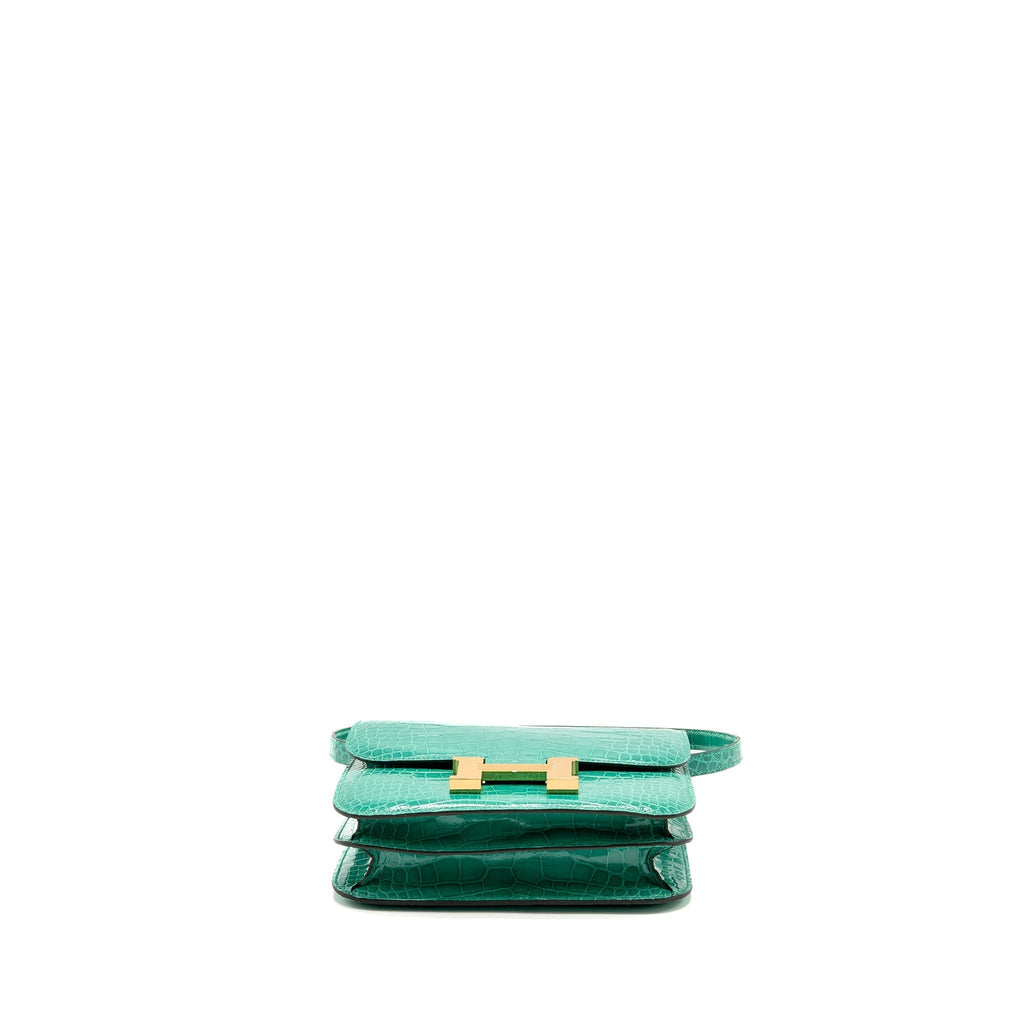 HERMES MINI CONSTANCE SHINY ALLIGATOR MISSISSIPPIENSIS VERT JADE GHW