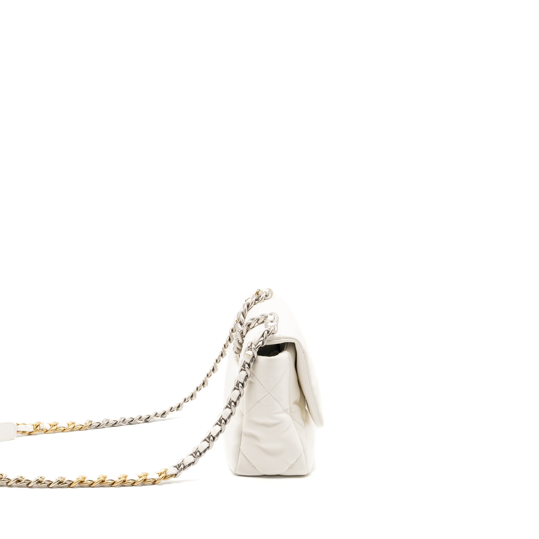 CHANEL SMALL 19 BAG LAMBSKIN WHITE MULTICOLOUR HARDWARE (MICROCHIP)