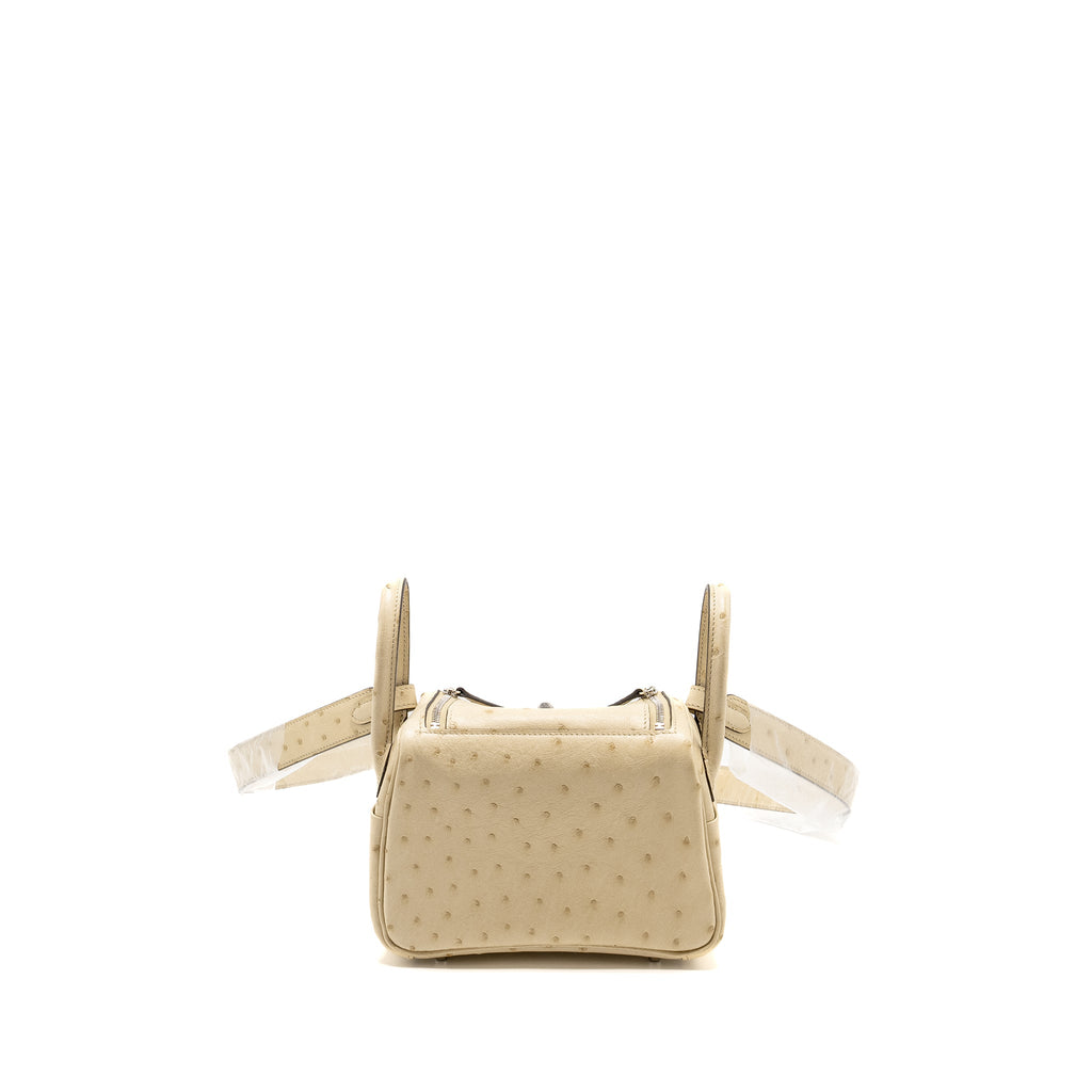 HERMES MINI LINDY OSTRICH 3C PARCHEMIN SHW